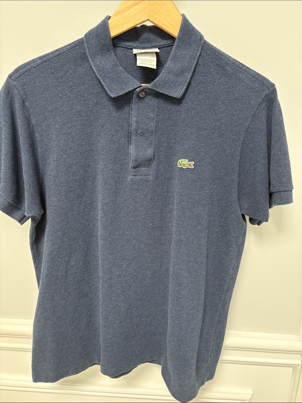 Lacoste Men’s Blue Short Sleeve Polo with Crocodile Logo